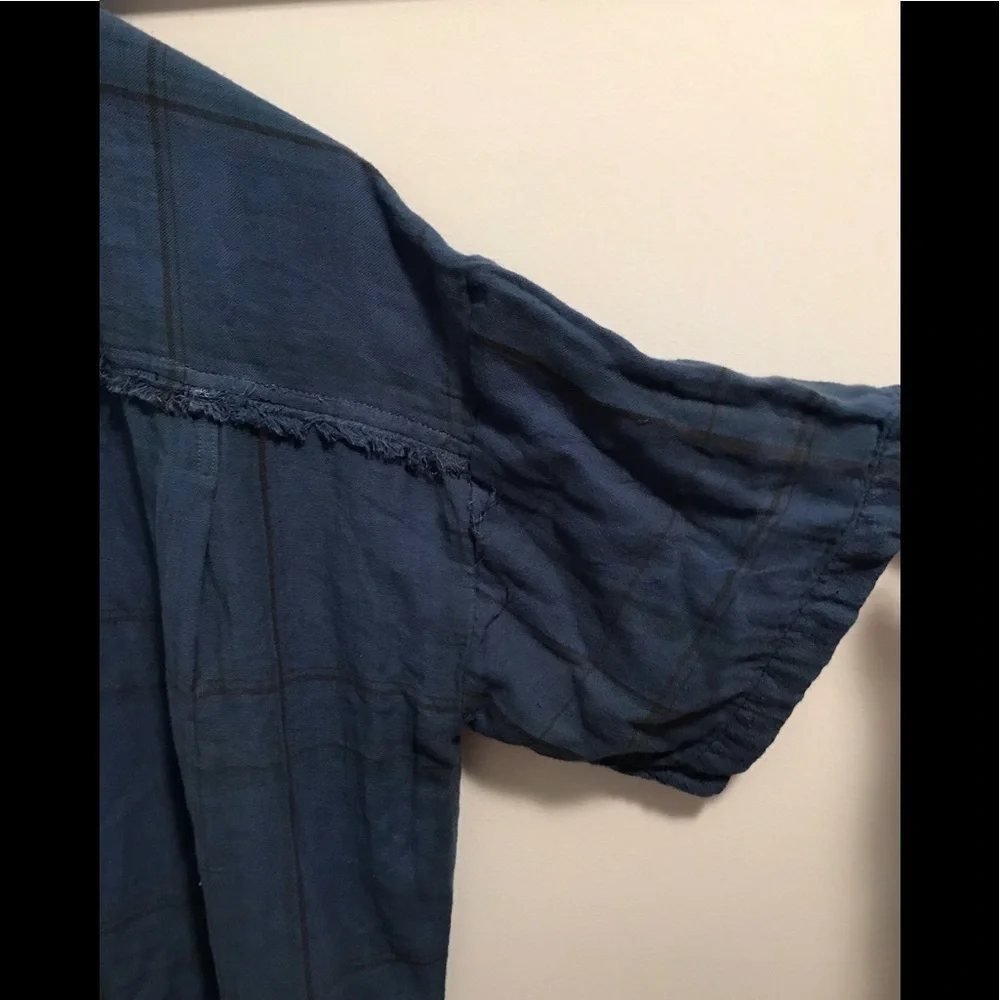 SALE NWT Free People Love Buzz Dress Med Blue Plaid